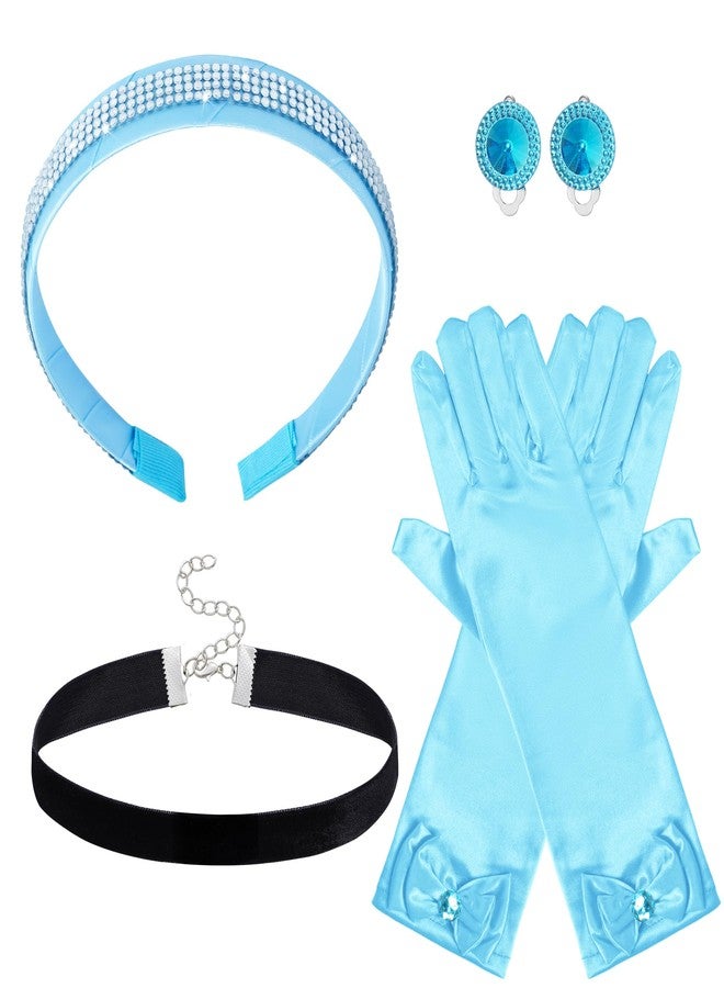 Jmkcoz Princess Costume Accessories Headband Choker Necklace Gloves Earrings Set for Princess Dress up Halloween Cosplay Party - Image 1
